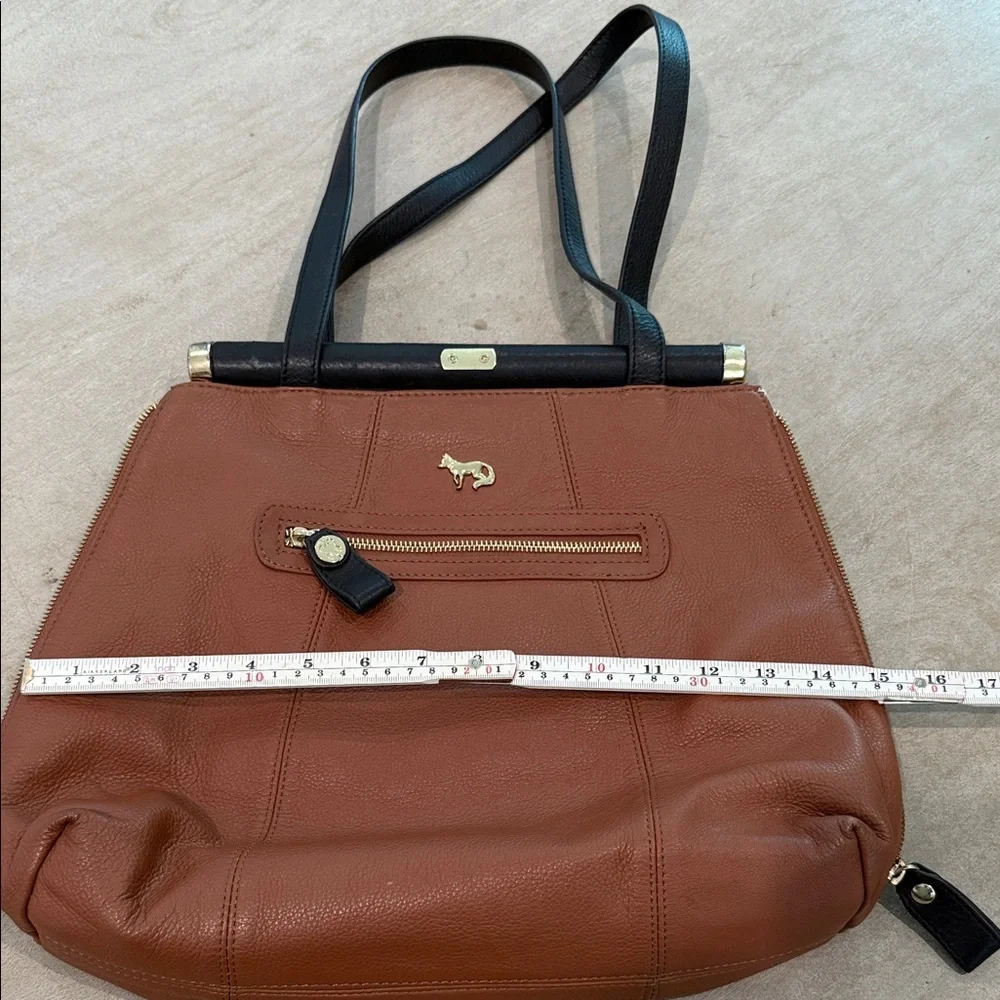 Emma Fox Tan Leather Shoulder Bag with Black Straps - Picture 3 of 10